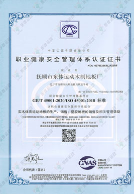 Occupational health and safety management system certificate